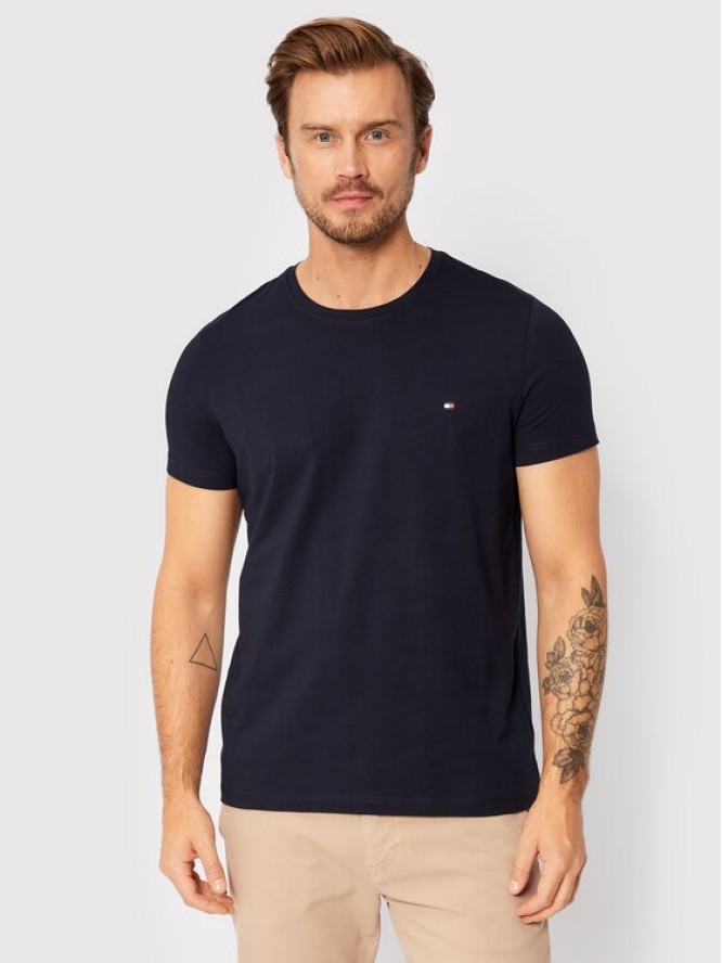 Tommy Hilfiger T-Shirt Core Stretch MW0MW27539 Granatowy Slim Fit