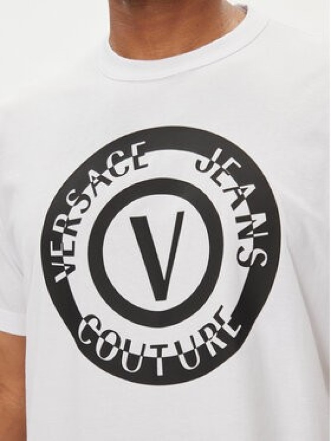 Versace Jeans Couture T-Shirt 76GAHT06 Biały Regular Fit