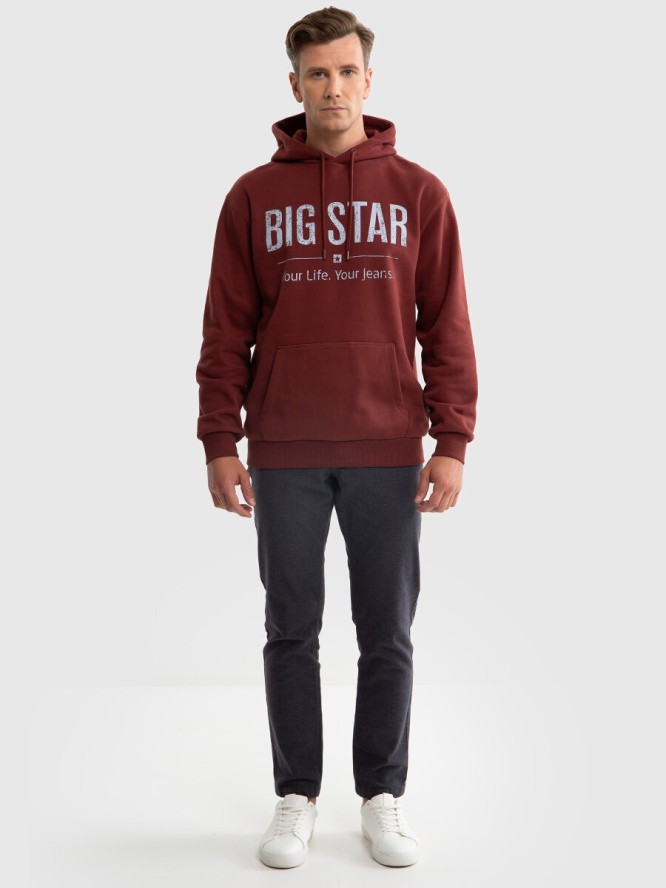 Bluza męska z kapturem z logo BIG STAR bordowa Ashlyno 604