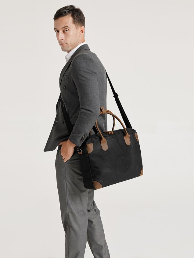 APOCOPE Skórzana torbeka w kolorze czarno-jasnobrązowym - 39 x 28 x 10 cm rozmiar: onesize