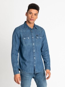 MĘSKA KOSZULA JEANSOWA LEE RIDER SHIRT DIPPED BLUE L851PLLA