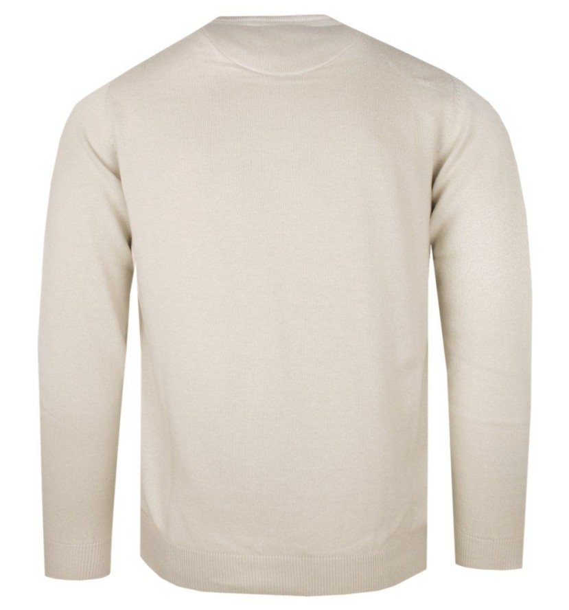 Lekki Sweter Bawełniany - Okrągły Dekolt - Pako Jeans - Jasny Beż