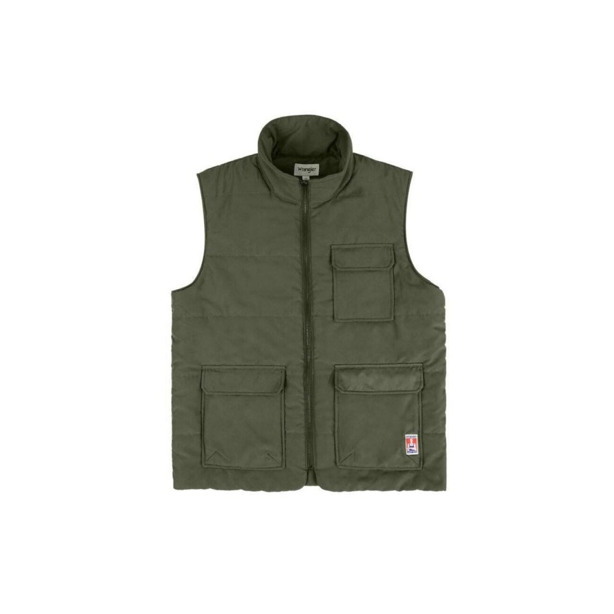 WRANGLER CASEY JONES QUILTED MĘSKA KAMIZELKA BEZRĘKAWNIK VEST GREEN MILITARE W4G2VGG40