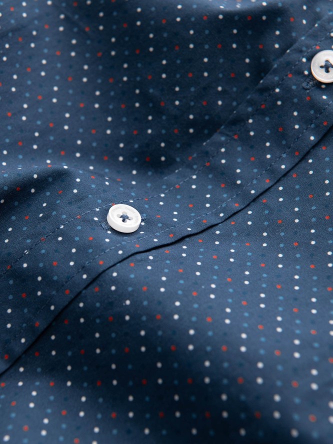 Bawełniana koszula męska we wzory SLIM FIT - niebieska V4 OM-SHCS-0151 - XXL