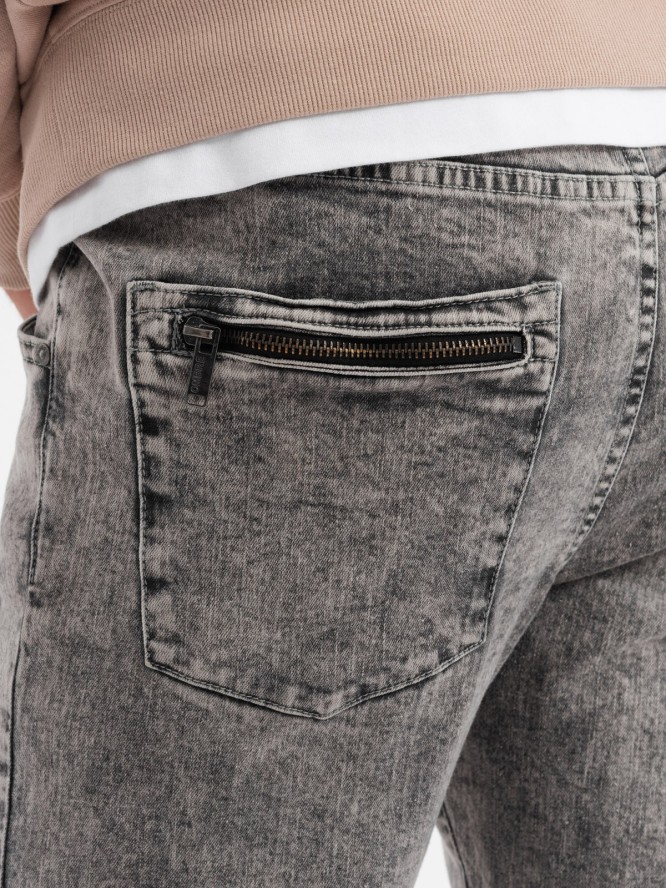 Spodnie męskie marmurkowe JOGGERY z przetarciami - szare V3 OM-PADJ-0153 - XXL