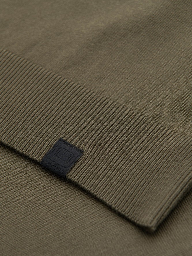 Sweter męski z wiskozą i rozpinanym dekoltem – oliwkowy V1 OM-SWZS-0124 - XXL