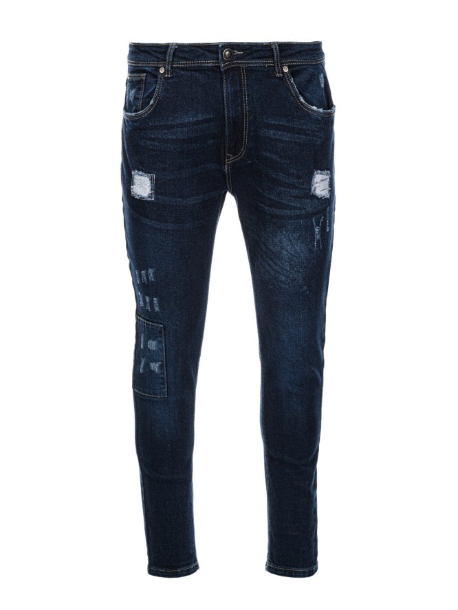 Spodnie męskie jeansowe SKINNY FIT - ciemnoniebieskie P1060 - XXL