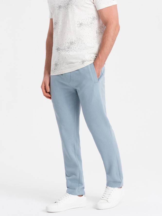 Dresowe spodnie męskie z nogawką bez ściągacza - jasnoniebieskie V7 OM-PABS-0206 - XXL