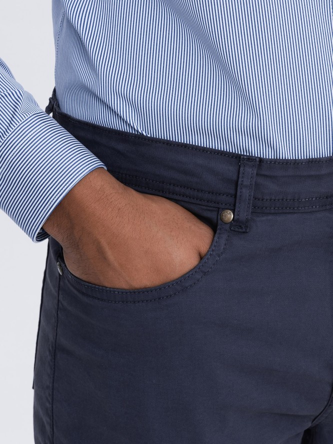 Spodnie męskie chino o dopasowanym kroju - ciemnoniebieskie V4 OM-PACP-0151 - XXL