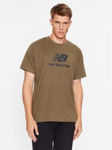 New Balance T-Shirt Essentials Stacked Logo Cotton Jersey Short Sleeve T-shirt MT31541 Brązowy Regular Fit