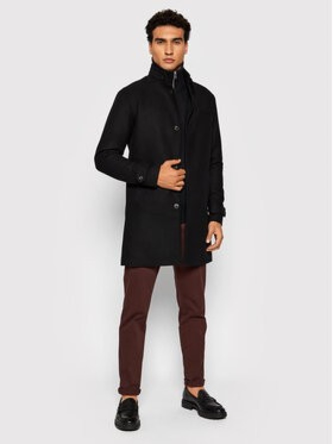 Jack&Jones PREMIUM Płaszcz wełniany Melton 12177644 Czarny Regular Fit