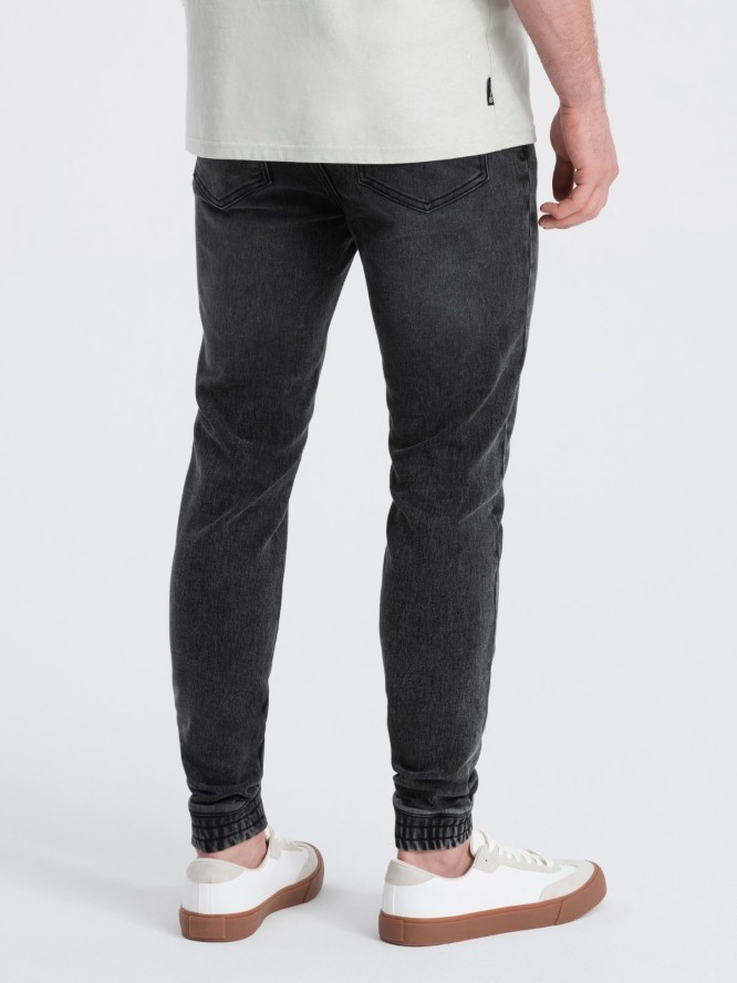 Spodnie męskie jeansowe JOGGER SLIM FIT - grafitowe V2 OM-PADJ-0134 - XXL