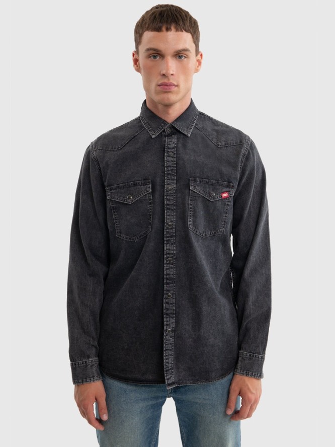 Koszula męska jeansowa czarna Western Shirt 943