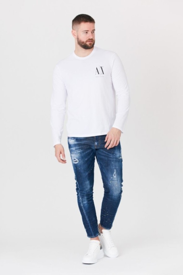 ARMANI EXCHANGE Biały longsleeve męski z małym logo