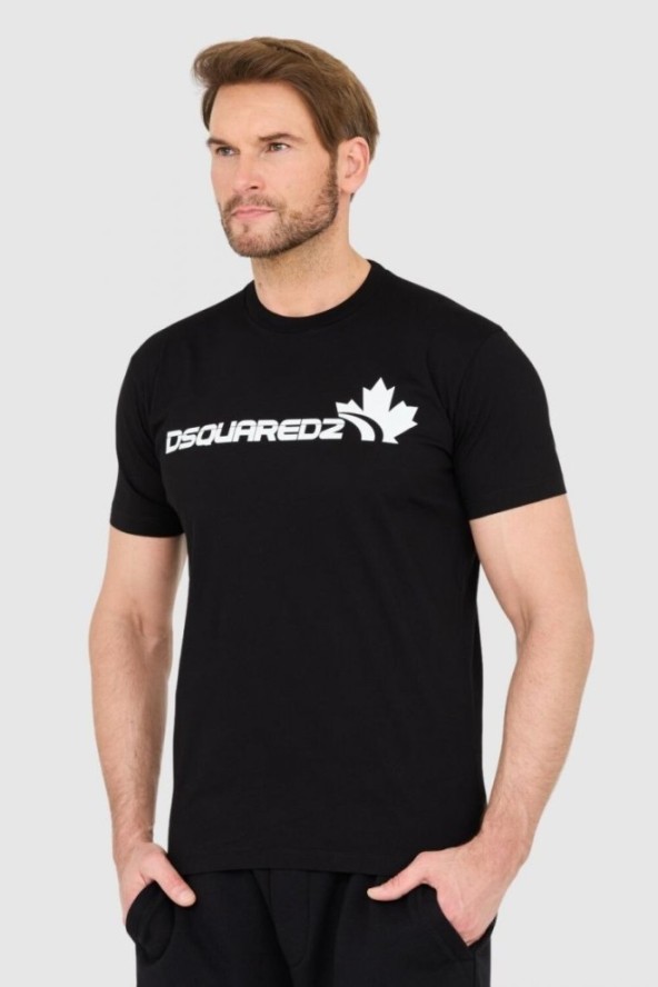 DSQUARED2 Czarny bawełniany t-shirt z dużym logo