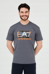 EA7 Szary t-shirt z holograficznym logo