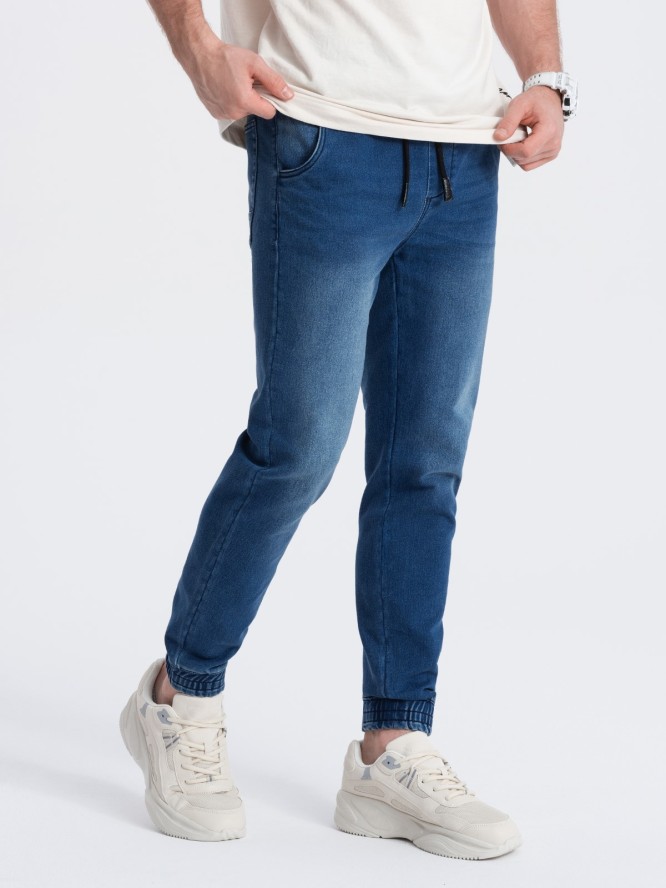 Spodnie męskie jeansowe JOGGER SLIM FIT - ciemnoniebieskie V3 OM-PADJ-0134 - XXL