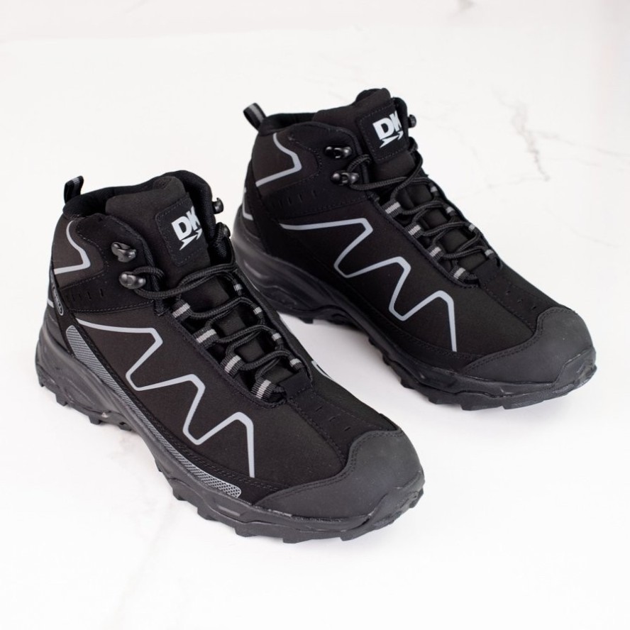 Wysokie sznurowane buty trekkingowe męskie DK czarne