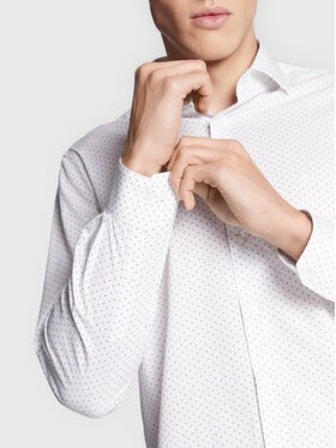 Calvin Klein Koszula Twill Print K10K110937 Biały Fitted Fit
