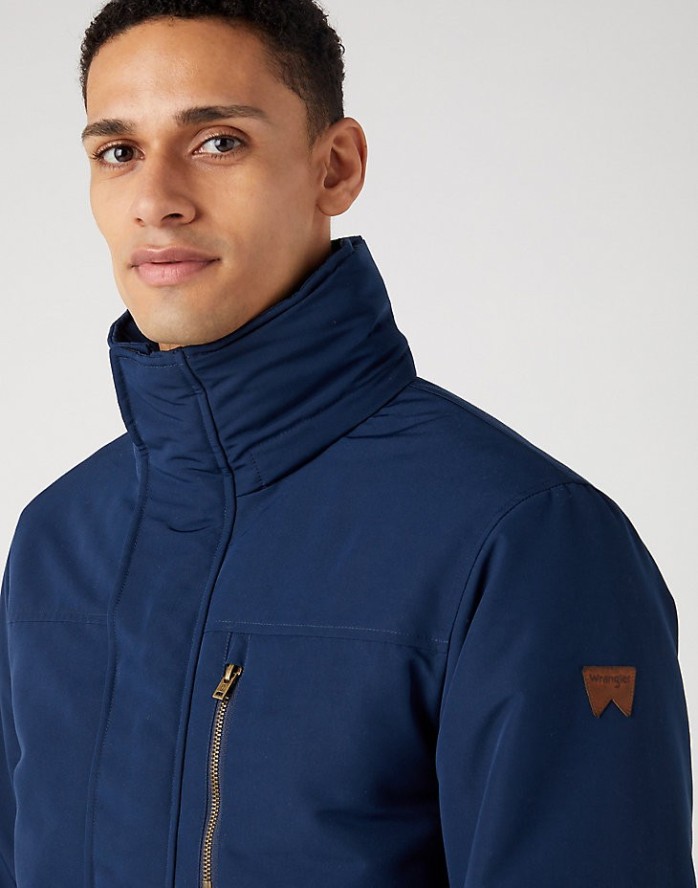 WRANGLER BODYGUARD JACKET MĘSKA KURTKA ZIMOWA Z KAPTUREM CIEPŁA NAVY W40BWW114