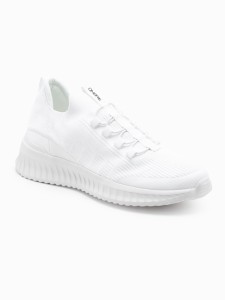 Wsuwane męskie buty sneakersy wykonane z lekkich materiałów - białe V4 OM-FOKS-0149 - 44