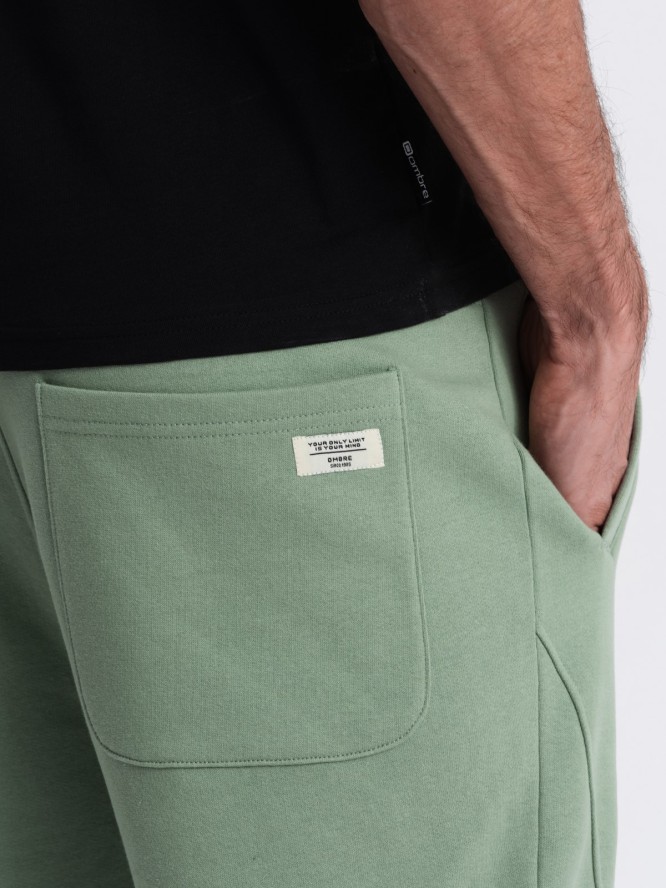 Spodnie męskie dresowe typu jogger - zielone V3 OM-PABS-0173 - XXL