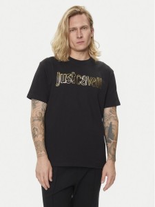 Just Cavalli T-Shirt 76OAHG15 Czarny Regular Fit