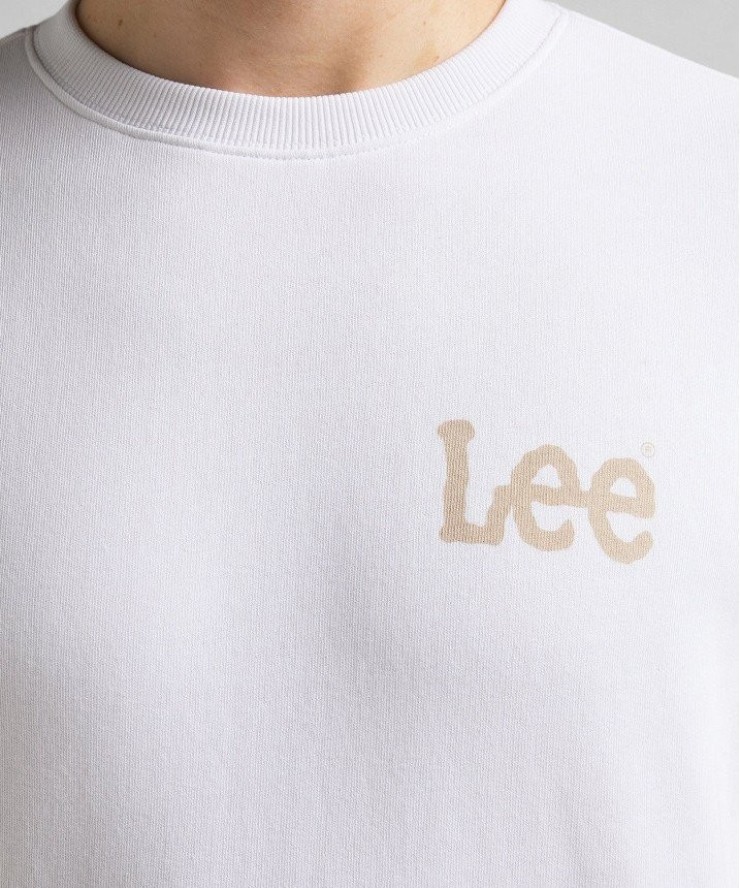 LEE WOBBLY LEE SWS MĘSKA BLUZA KLASYCZNA LOGO BRIGHT WHITE L81MSPLJ