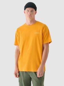 T-shirt oversize z nadrukiem męski - pomarańczowy