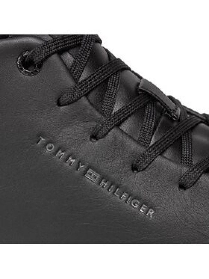 Tommy Hilfiger Sneakersy Hi Vulc Leather Detail FM0FM05045 Czarny