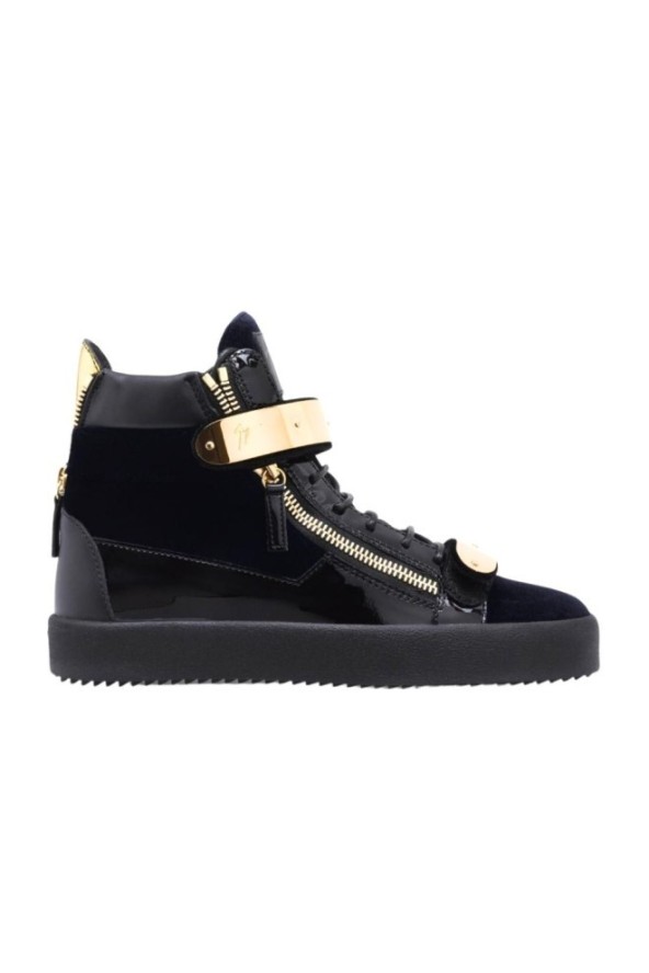 GIUSEPPE ZANOTTI Granatowe wysokie sneakersy