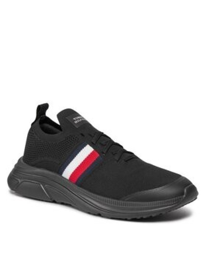 Tommy Hilfiger Sneakersy Modern Runner Knit Stripes Ess FM0FM04798 Czarny