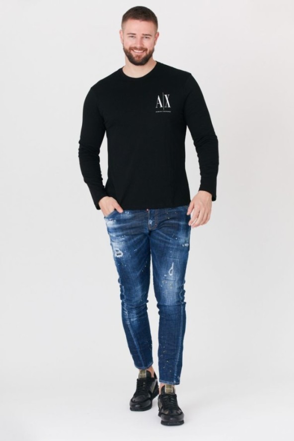 ARMANI EXCHANGE Czarny longsleeve męski z małym logo