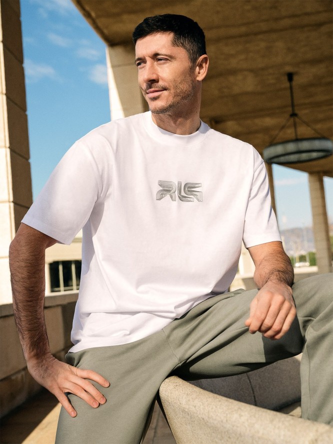 T-shirt oversize z bawełny organicznej męski 4F x Robert Lewandowski