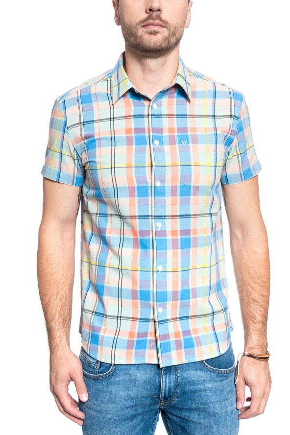 WRANGLER SS 1 PKT SHIRT MĘSKA KOSZULA GOSSAMER GREEN W5J14MG07 112130162