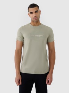 T-shirt regular z nadrukiem męski - khaki