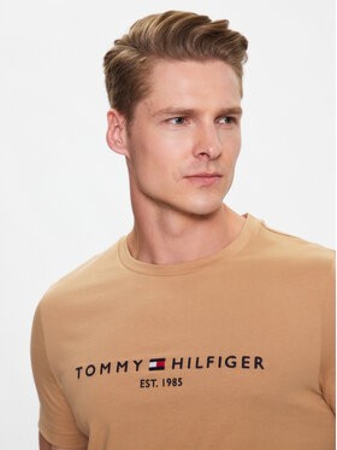 Tommy Hilfiger T-Shirt Logo MW0MW11797 Brązowy Slim Fit