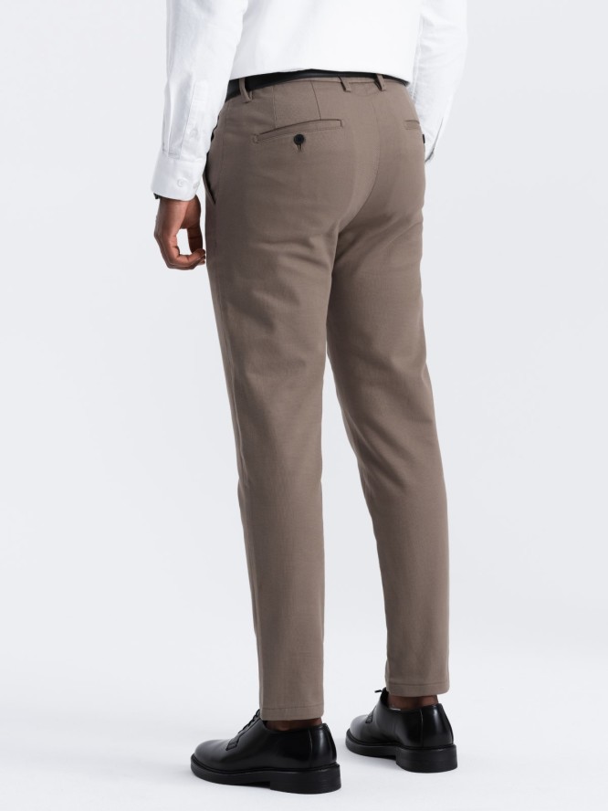 Spodnie męskie chino SLIM FIT z delikatną teksturą - popielate V1 OM-PACP-0190 - XXL