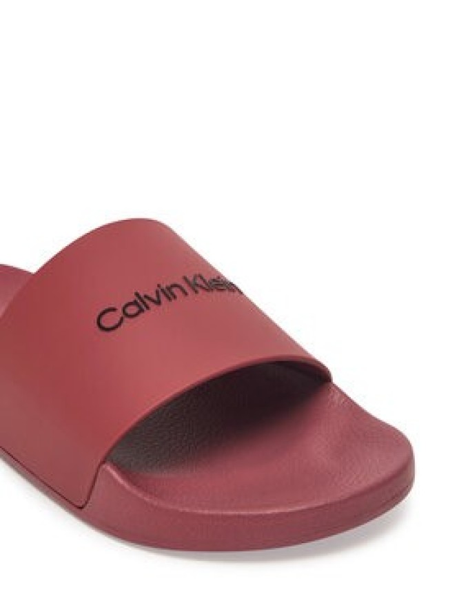 Calvin Klein Klapki Pool Slide Rubber HM0HM00455 Bordowy