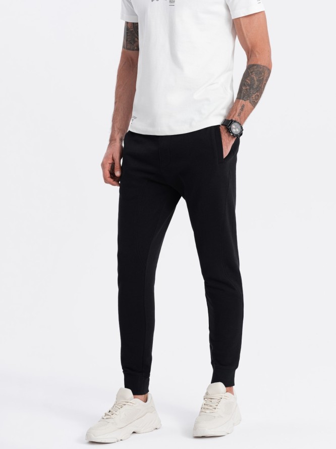 Męskie spodnie dresowe typu jogger - czarne V5 OM-PABS-0173 - XXL