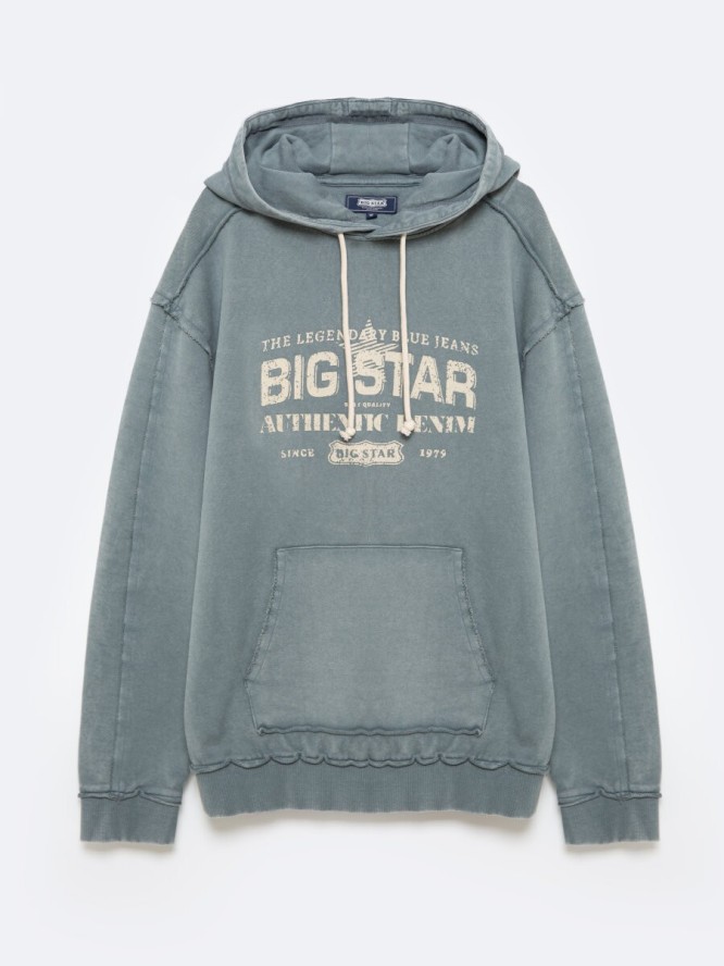 Bluza męska z kapturem z logo BIG STAR niebieska Enif 402