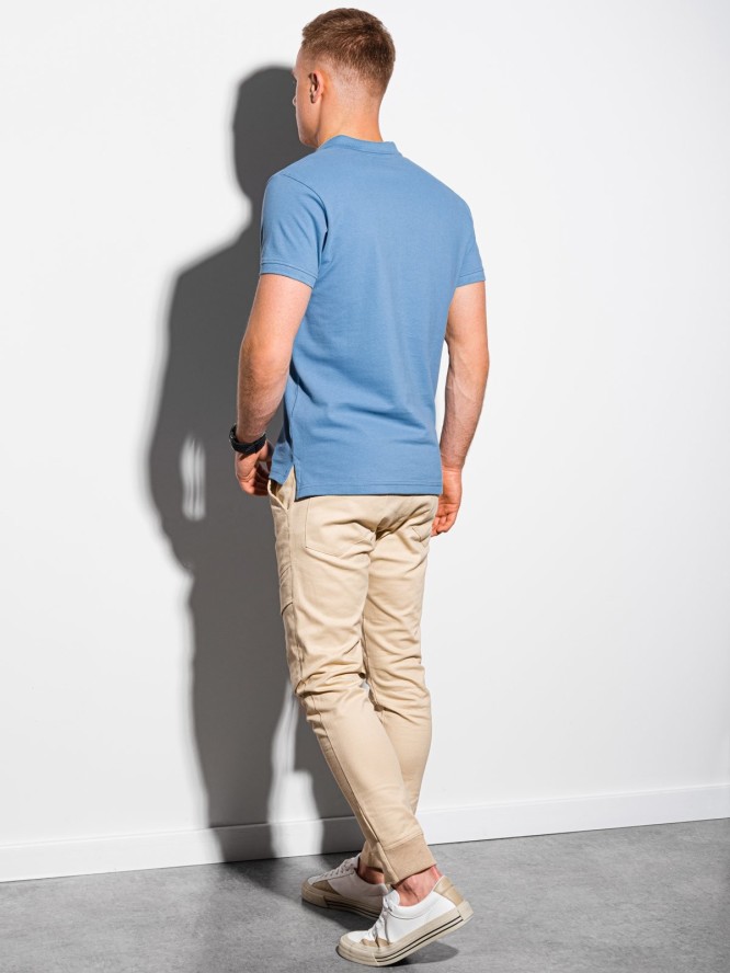 Koszulka męska polo z dzianiny pique - niebieski V16 S1374 - M