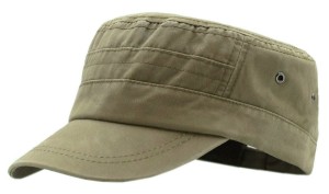 Czapka Patrolówka Beżowo-Oliwkowa z Daszkiem, z Paskiem Regulacji, Wiosenna, Letnia -PAKO JEANS