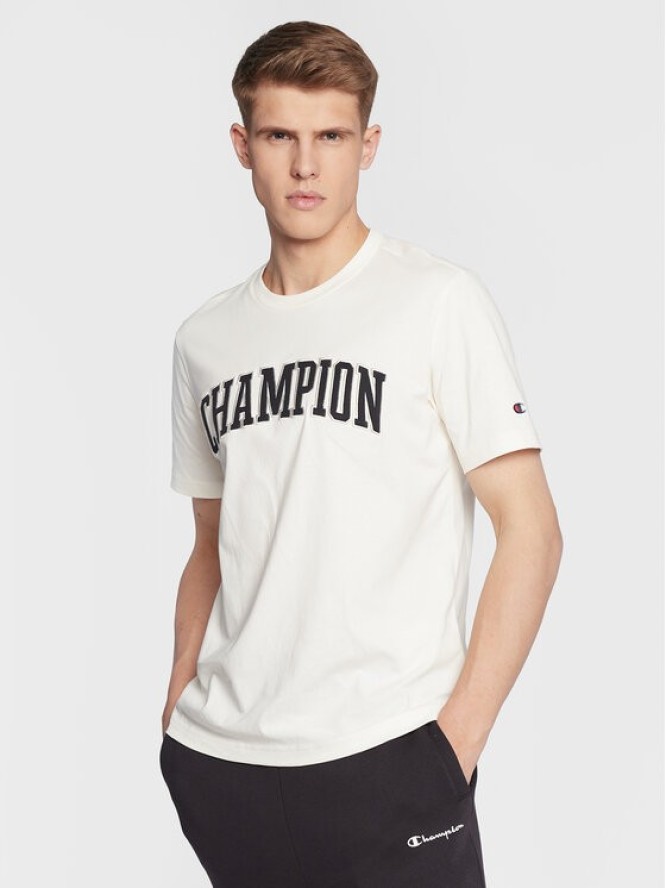 Champion T-Shirt Bookstore Logo 217882 Écru Regular Fit