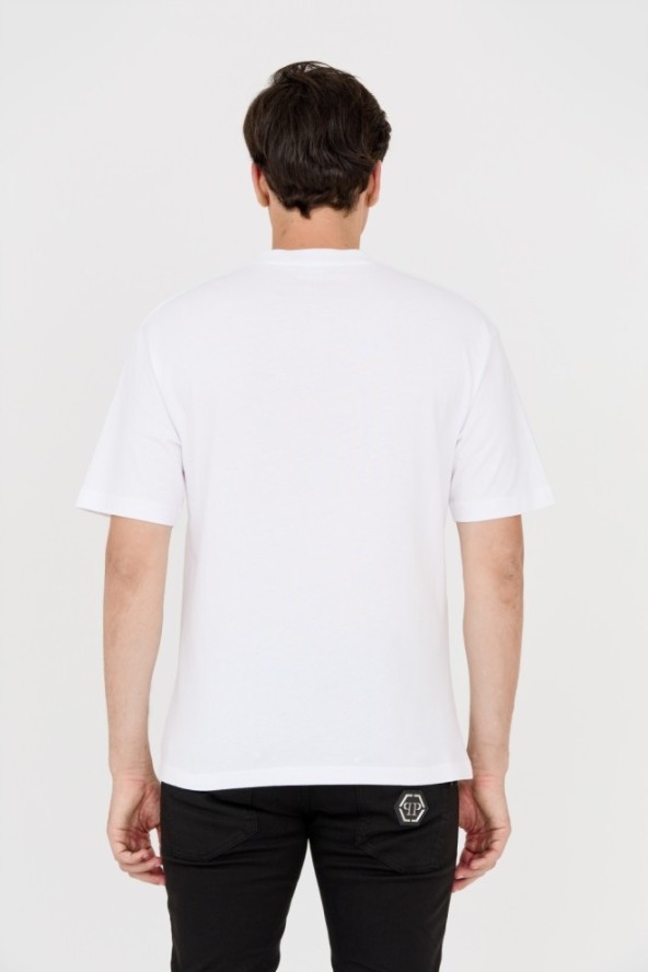 BALENCIAGA Biały t-shirt z czarnym logo