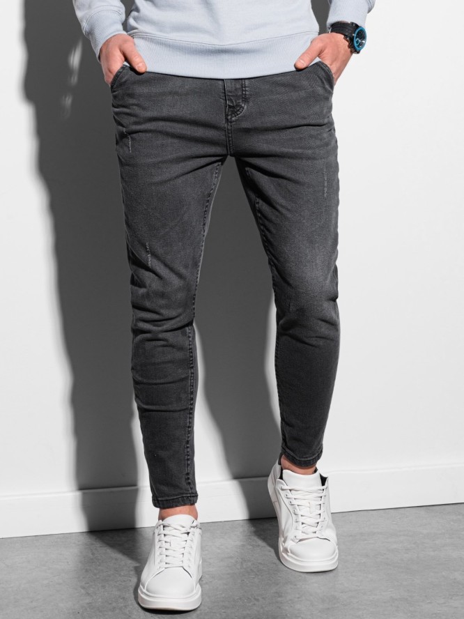 Spodnie męskie jeansowe SKINNY FIT z kieszeniami chino - grafitowe V7 OM-PADP-0100 - XL