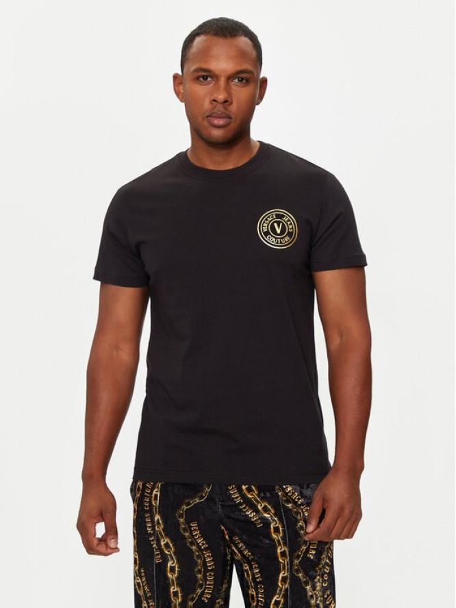 Versace Jeans Couture T-Shirt 77GAHT00 CJ00T Czarny Slim Fit