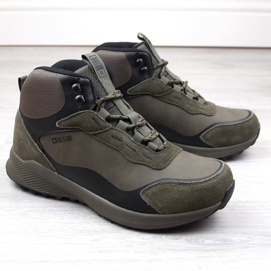 Buty sportowe męskie wysokie ocieplane khaki Big Star MM174333