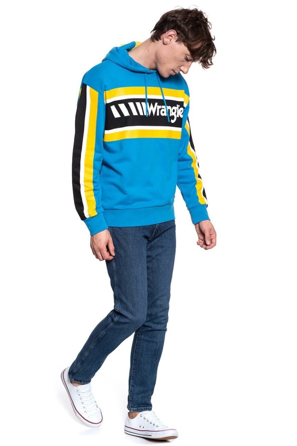 BLUZA WRANGLER B&Y HOODIE MEDITERRANEAN BLUE W6610HABR