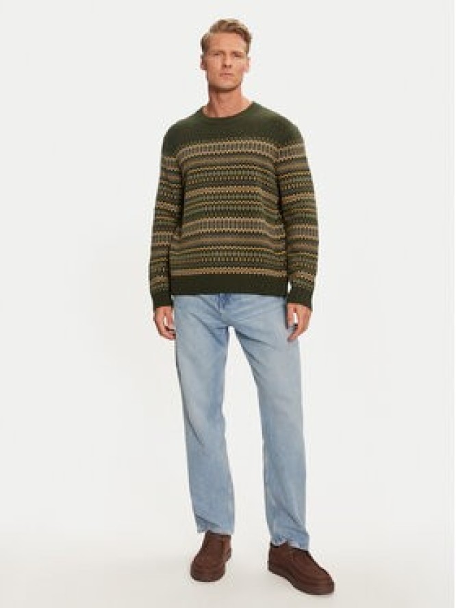 Wrangler Sweter Fairisle 112357294 Zielony Relaxed Fit